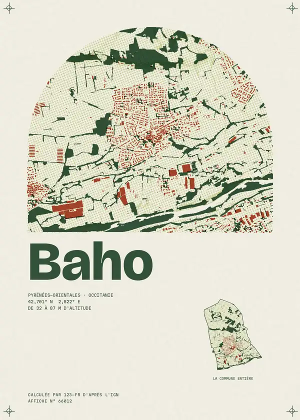 Affiche de Baho, calculée par 123-fr d'après l'IGN
