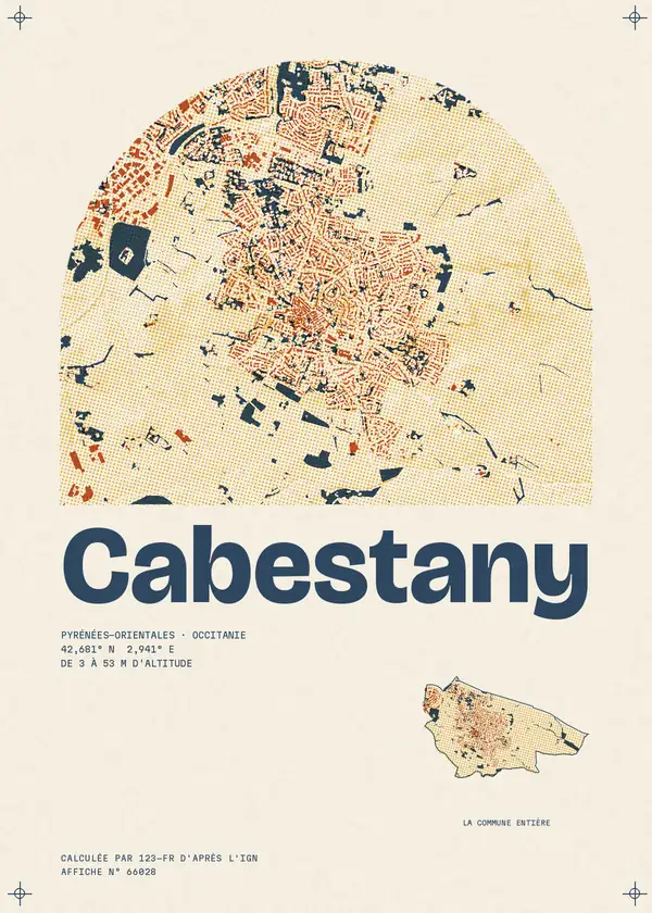 Affiche de Cabestany, calculée par 123-fr d'après l'IGN