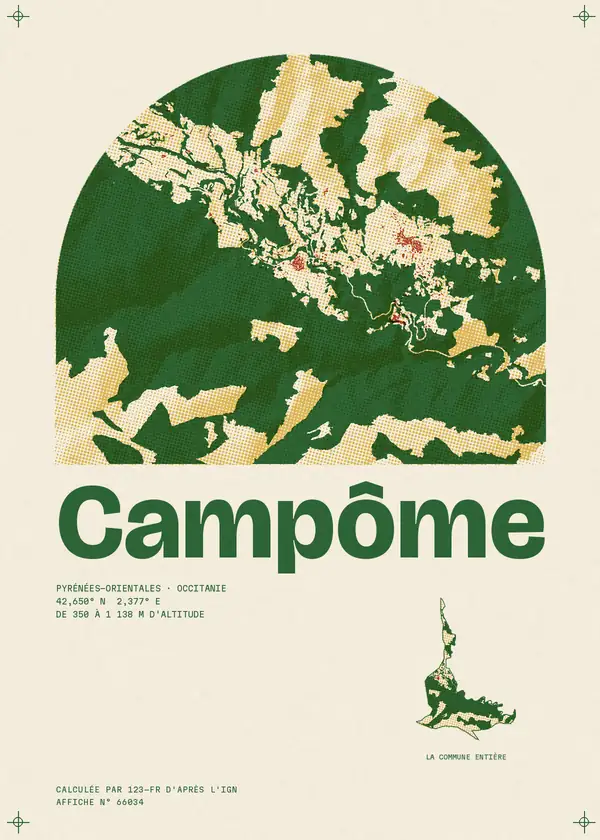 Affiche de Campôme, calculée par 123-fr d'après l'IGN