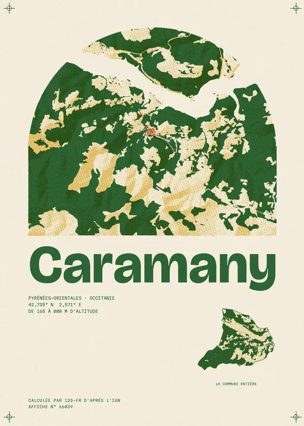 Affiche de Caramany, calculée par 123-fr d'après l'IGN