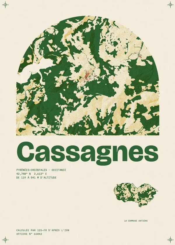 Affiche de Cassagnes, calculée par 123-fr d'après l'IGN