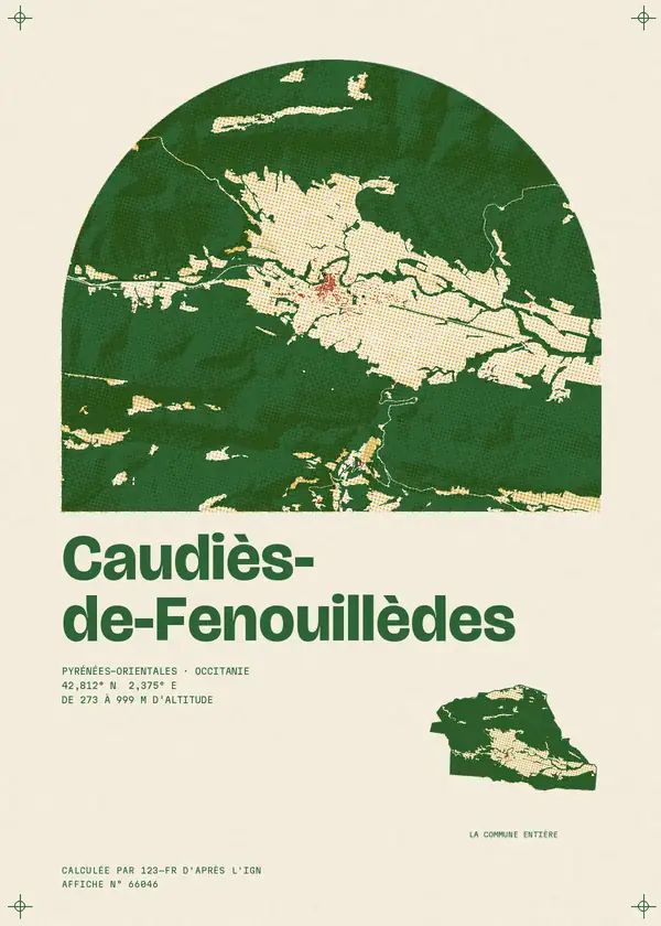 Affiche de Caudiès-de-Fenouillèdes, calculée par 123-fr d'après l'IGN