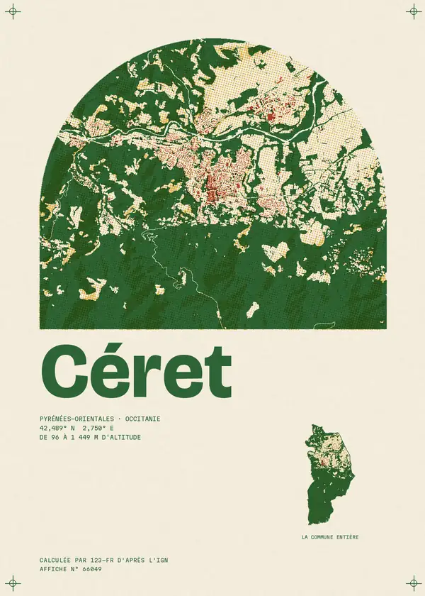 Affiche de Céret, calculée par 123-fr d'après l'IGN