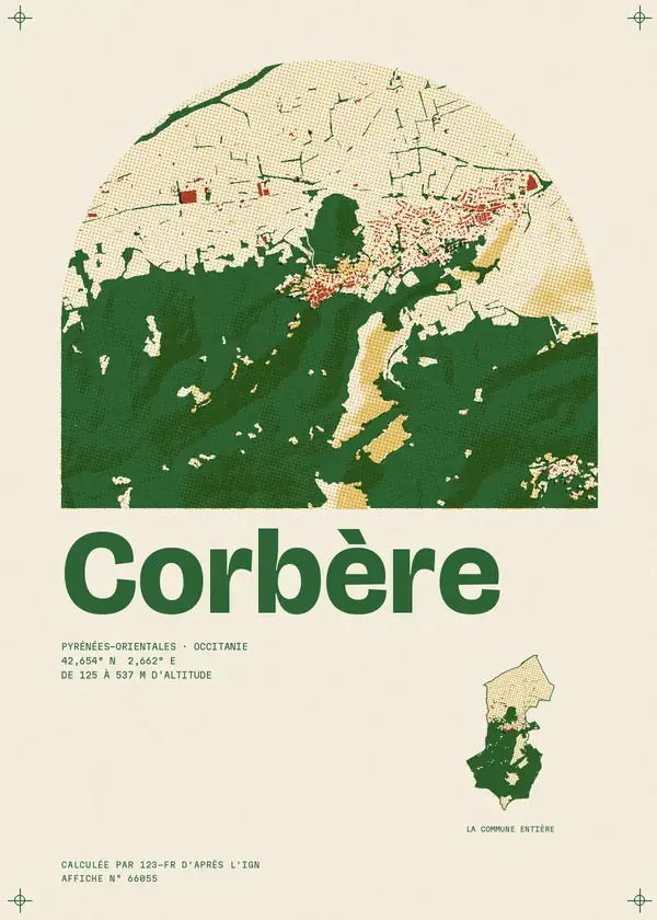Affiche de Corbère, calculée par 123-fr d'après l'IGN