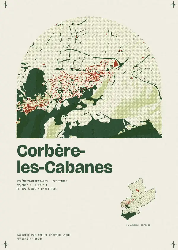 Affiche de Corbère-les-Cabanes, calculée par 123-fr d'après l'IGN