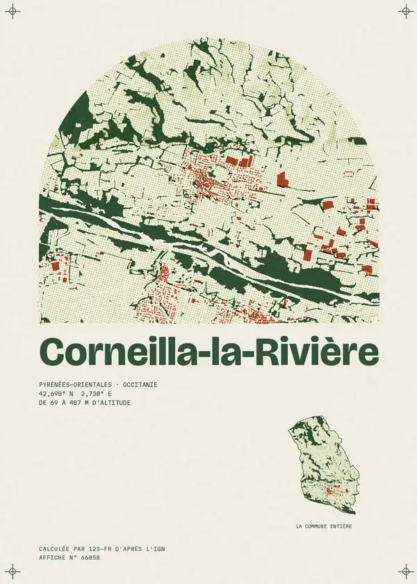 Affiche de Corneilla-la-Rivière, calculée par 123-fr d'après l'IGN