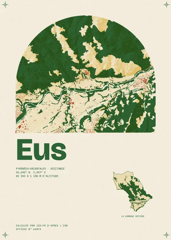 Affiche de Eus, calculée par 123-fr d'après l'IGN