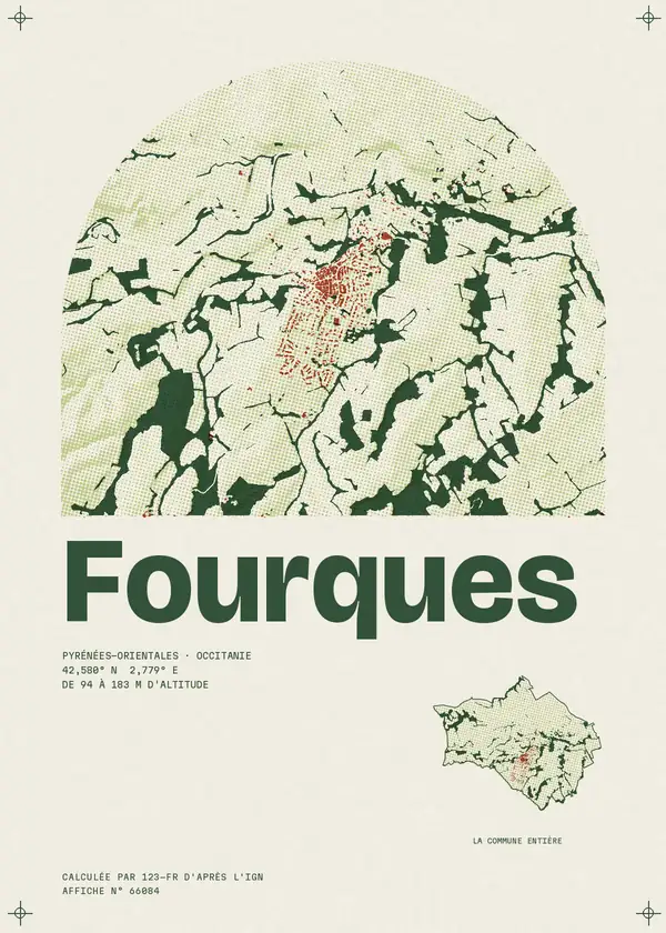 Affiche de Fourques, calculée par 123-fr d'après l'IGN