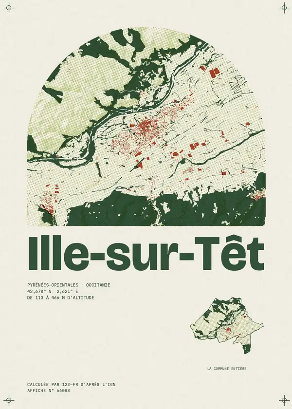 Affiche de Ille-sur-Têt, calculée par 123-fr d'après l'IGN