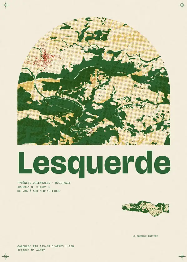 Affiche de Lesquerde, calculée par 123-fr d'après l'IGN