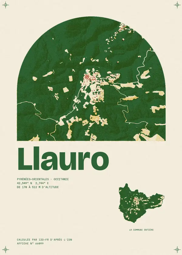 Affiche de Llauro, calculée par 123-fr d'après l'IGN