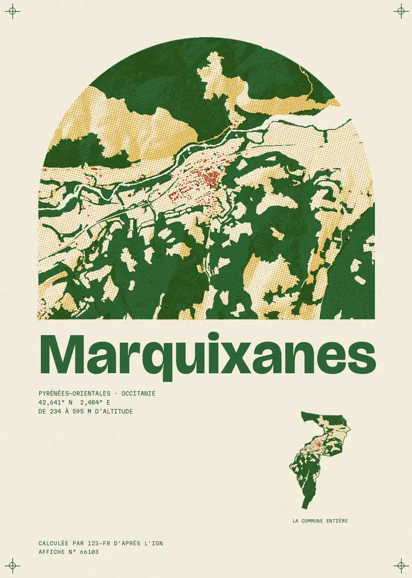Affiche de Marquixanes, calculée par 123-fr d'après l'IGN