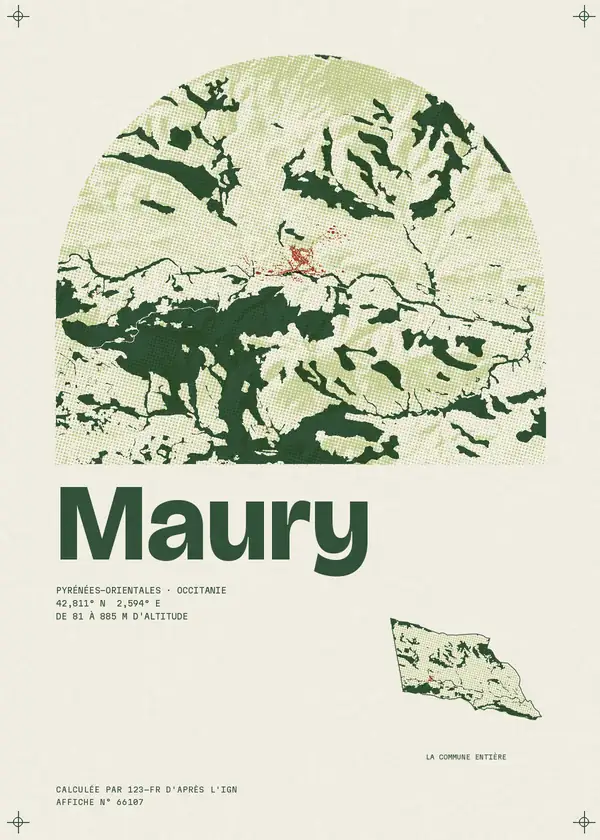 Affiche de Maury, calculée par 123-fr d'après l'IGN