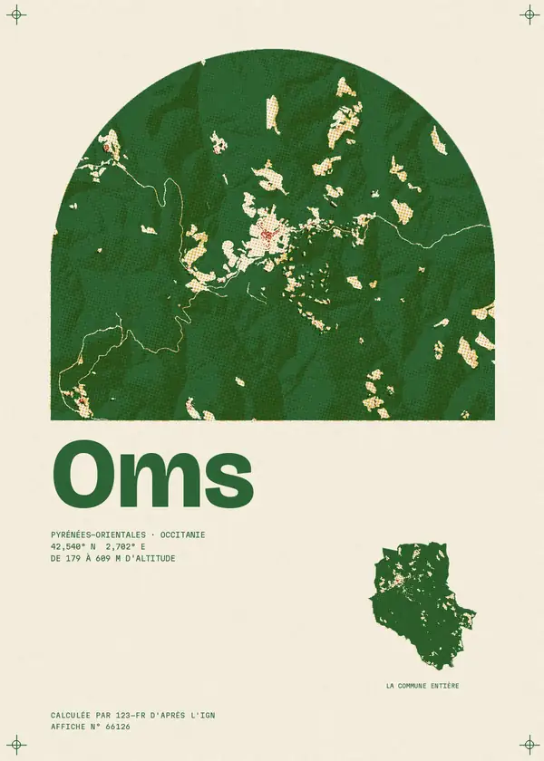Affiche de Oms, calculée par 123-fr d'après l'IGN