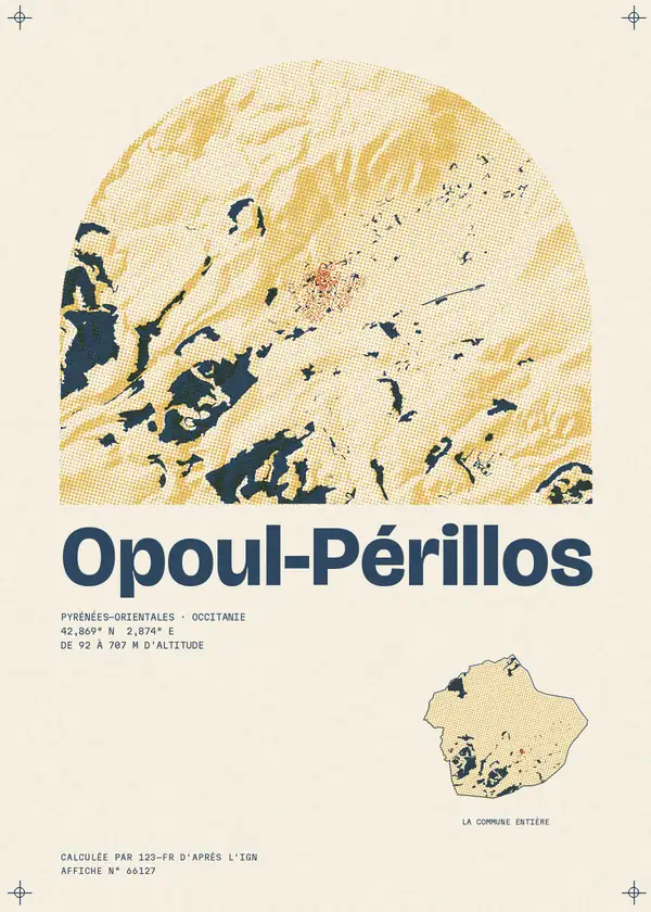 Affiche de Opoul-Périllos, calculée par 123-fr d'après l'IGN