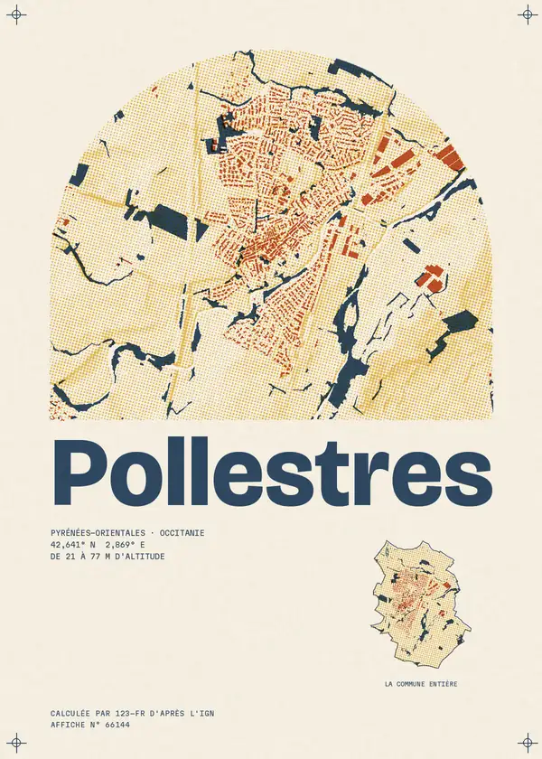 Affiche de Pollestres, calculée par 123-fr d'après l'IGN