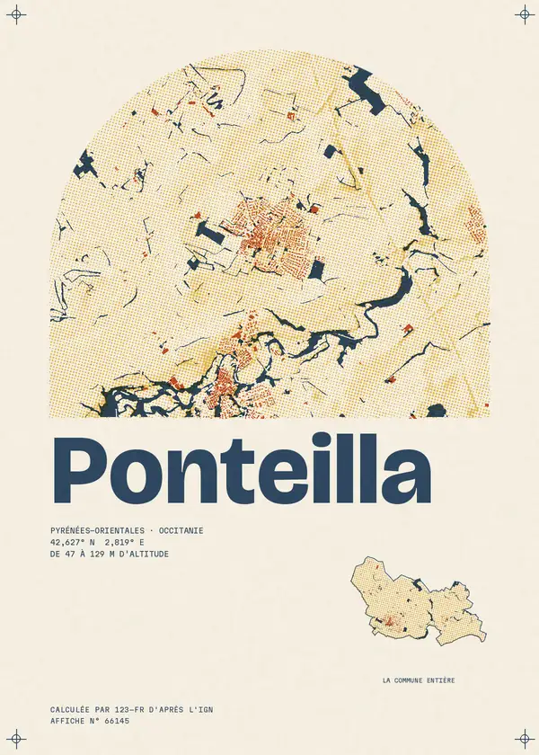 Affiche de Ponteilla, calculée par 123-fr d'après l'IGN