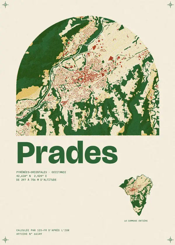 Affiche de Prades, calculée par 123-fr d'après l'IGN