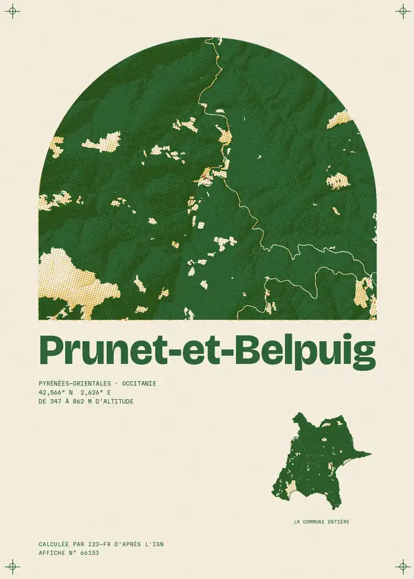 Affiche de Prunet-et-Belpuig, calculée par 123-fr d'après l'IGN