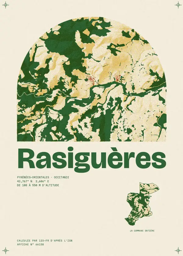 Affiche de Rasiguères, calculée par 123-fr d'après l'IGN