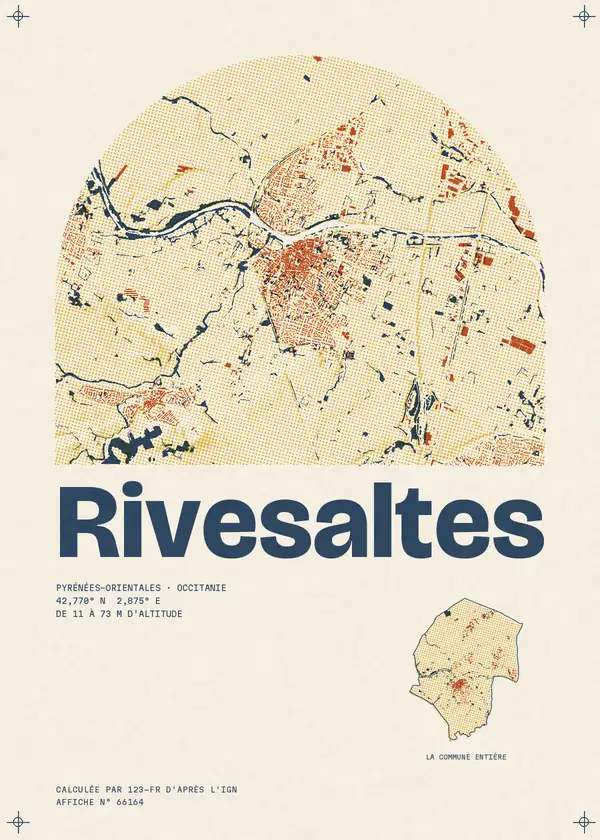 Affiche de Rivesaltes, calculée par 123-fr d'après l'IGN