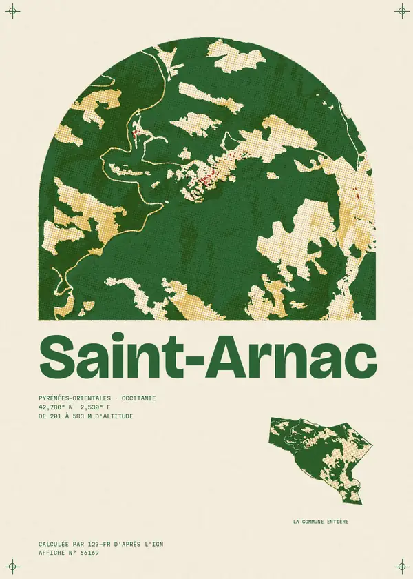 Affiche de Saint-Arnac, calculée par 123-fr d'après l'IGN