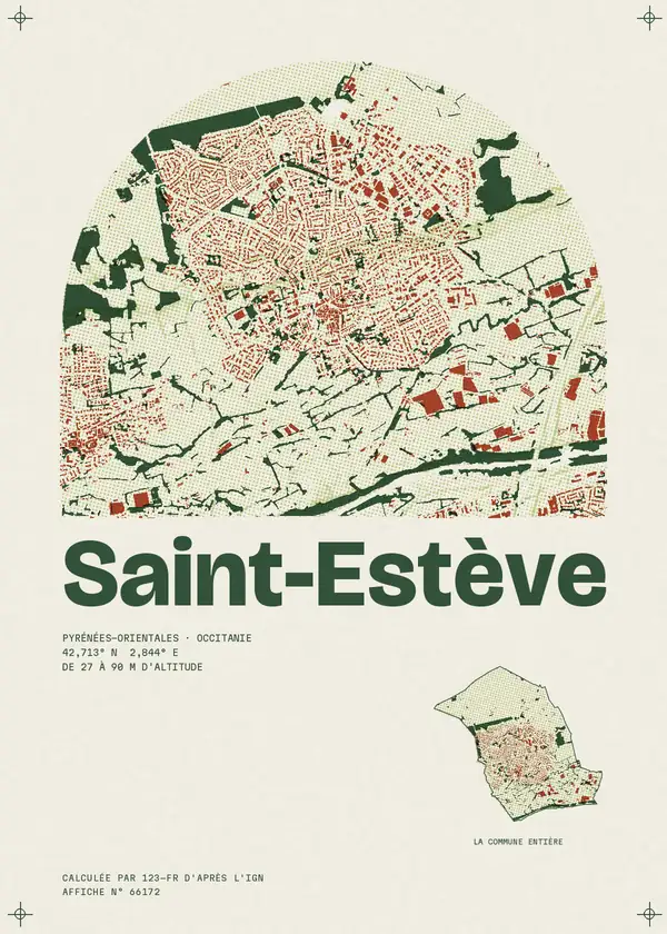 Affiche de Saint-Estève, calculée par 123-fr d'après l'IGN