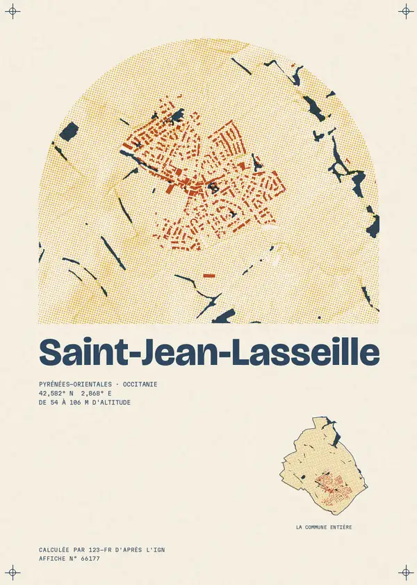Affiche de Saint-Jean-Lasseille, calculée par 123-fr d'après l'IGN