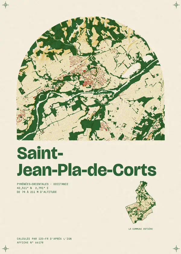 Affiche de Saint-Jean-Pla-de-Corts, calculée par 123-fr d'après l'IGN