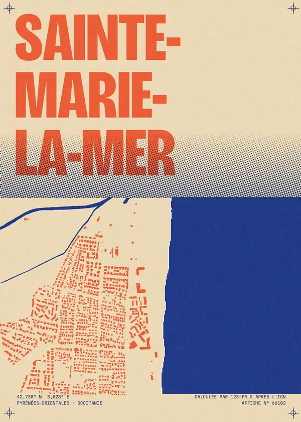 Affiche de Sainte-Marie-la-Mer, calculée par 123-fr d'après l'IGN