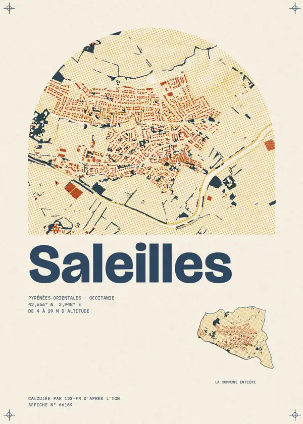 Affiche de Saleilles, calculée par 123-fr d'après l'IGN