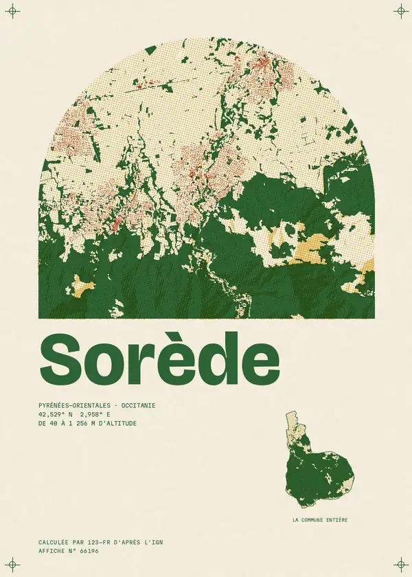 Affiche de Sorède, calculée par 123-fr d'après l'IGN