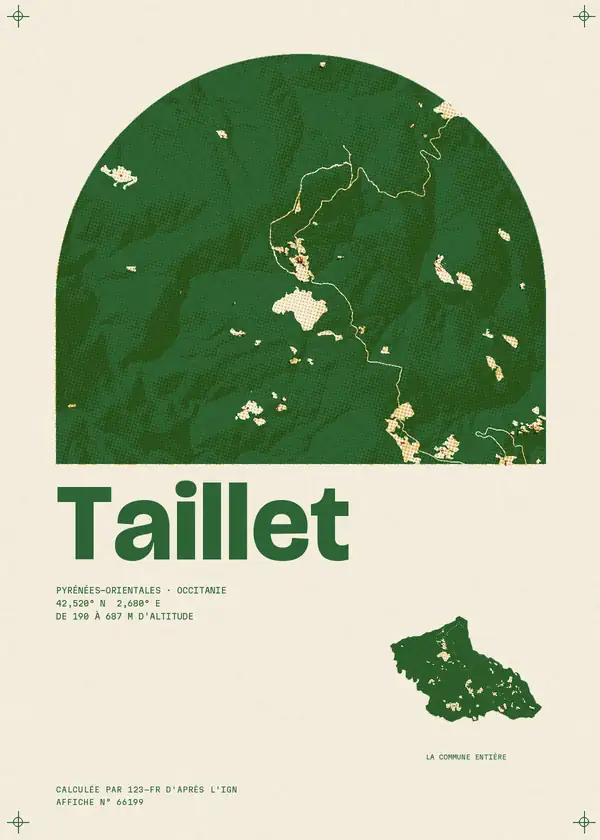Affiche de Taillet, calculée par 123-fr d'après l'IGN