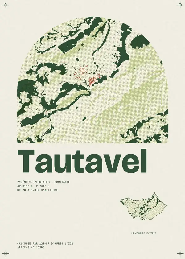 Affiche de Tautavel, calculée par 123-fr d'après l'IGN
