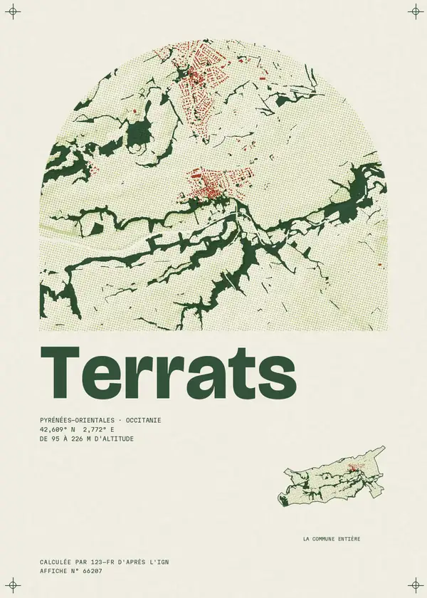 Affiche de Terrats, calculée par 123-fr d'après l'IGN