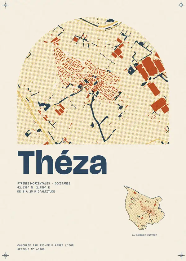 Affiche de Théza, calculée par 123-fr d'après l'IGN