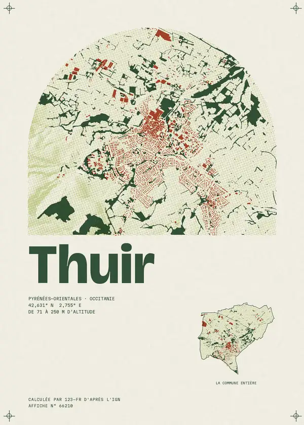 Affiche de Thuir, calculée par 123-fr d'après l'IGN