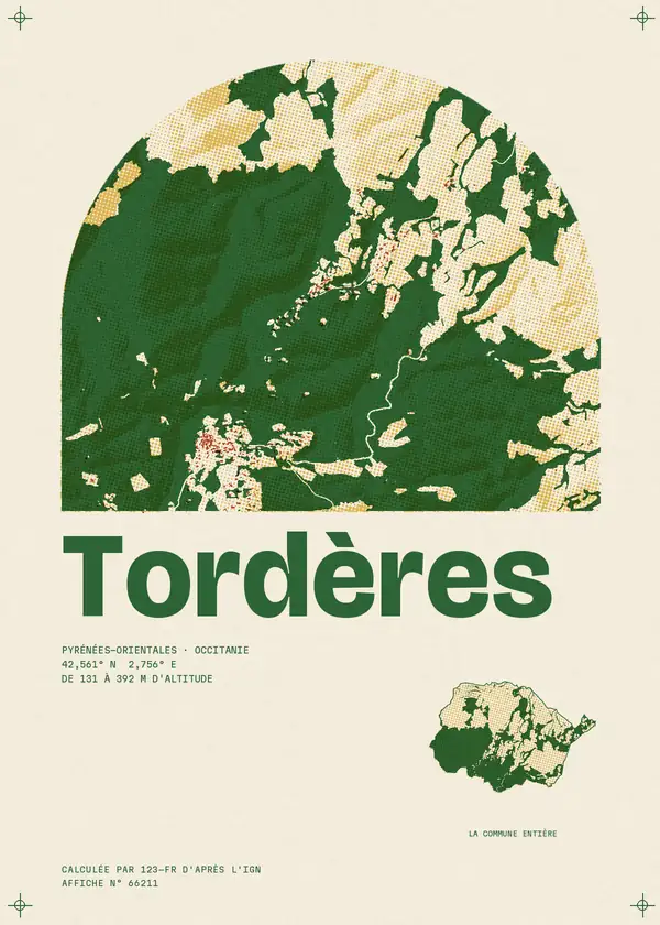 Affiche de Tordères, calculée par 123-fr d'après l'IGN