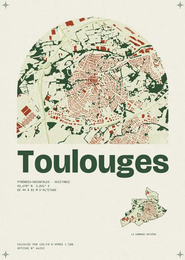 Affiche de Toulouges, calculée par 123-fr d'après l'IGN