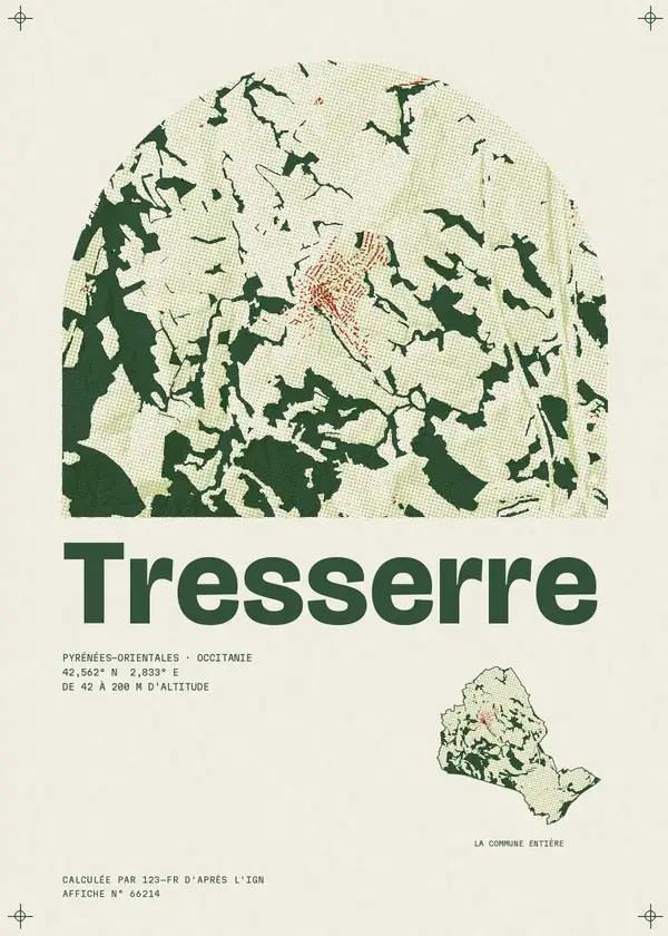 Affiche de Tresserre, calculée par 123-fr d'après l'IGN