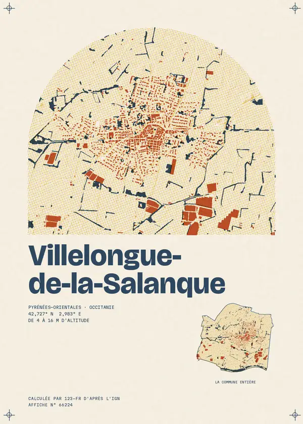 Affiche de Villelongue-de-la-Salanque, calculée par 123-fr d'après l'IGN