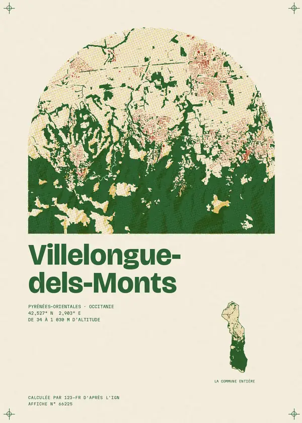Affiche de Villelongue-dels-Monts, calculée d'après l'IGN