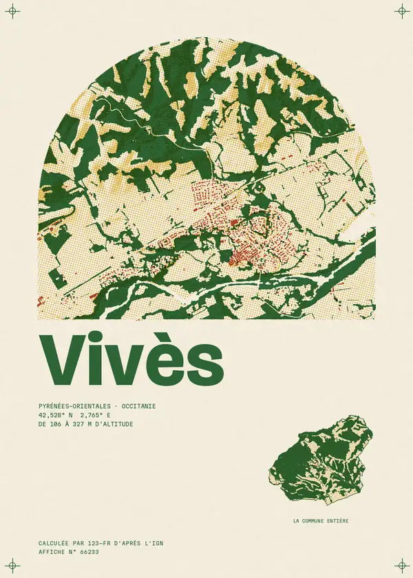 Affiche de Vivès, calculée par 123-fr d'après l'IGN