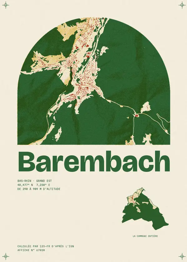 Affiche de Barembach, calculée par 123-fr d'après l'IGN