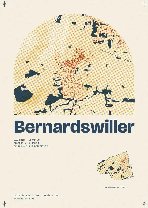 Affiche de Bernardswiller, calculée par 123-fr d'après l'IGN