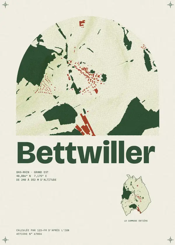 Affiche de Bettwiller, calculée par 123-fr d'après l'IGN
