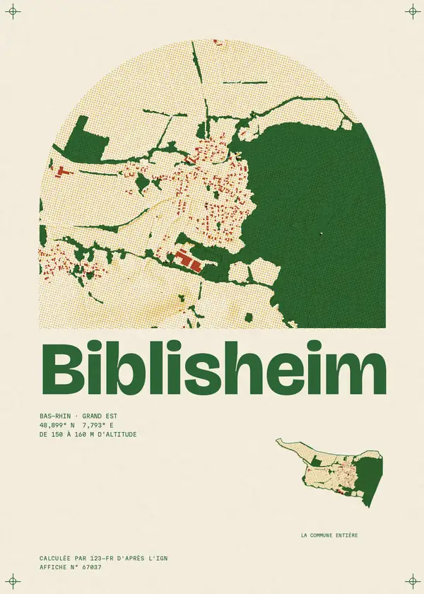Affiche de Biblisheim, calculée par 123-fr d'après l'IGN