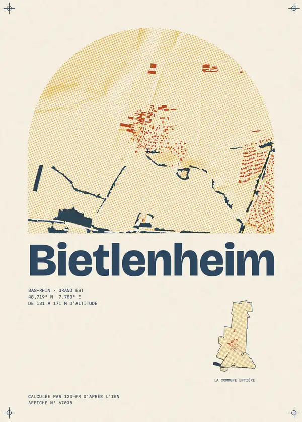 Affiche de Bietlenheim, calculée par 123-fr d'après l'IGN