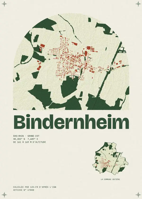Affiche de Bindernheim, calculée par 123-fr d'après l'IGN