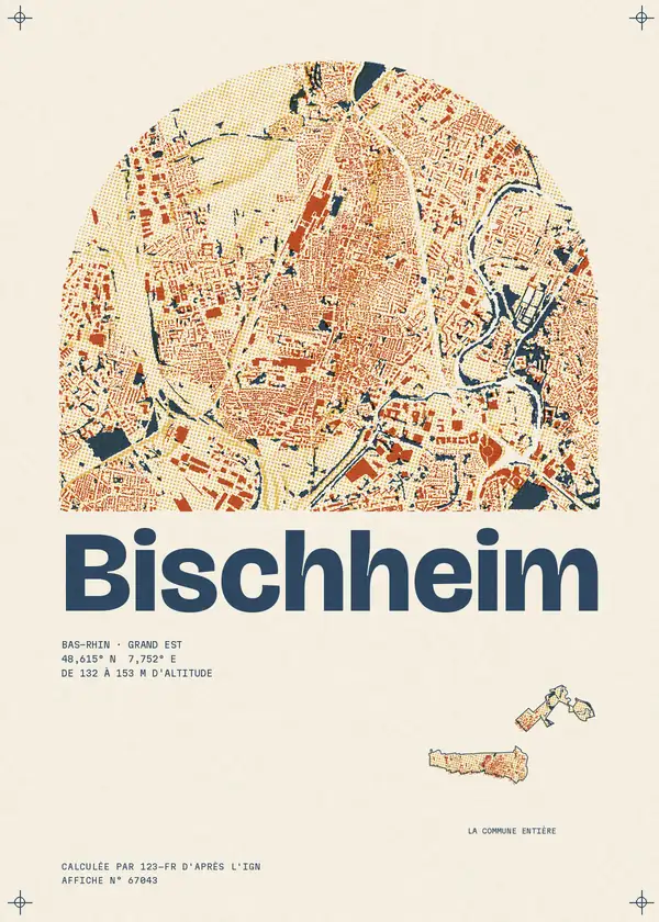 Affiche de Bischheim, calculée par 123-fr d'après l'IGN